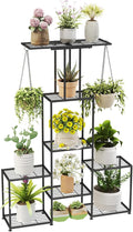 Plant Stand Indoor Outdoor, Metal 6 Tier Tall Hanging Plant Shelf for Multiple Flower Planter Large Heavy Duty Ladder Plant Holder for Garden, Black (y-202)
