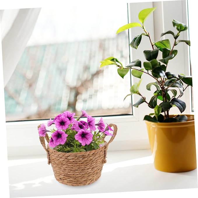 Hand Woven Plant Basket for Indoor Decor Large 12 inch Seagrass Planter Liner Rustic Decorative Storage Bin for Home and Garden