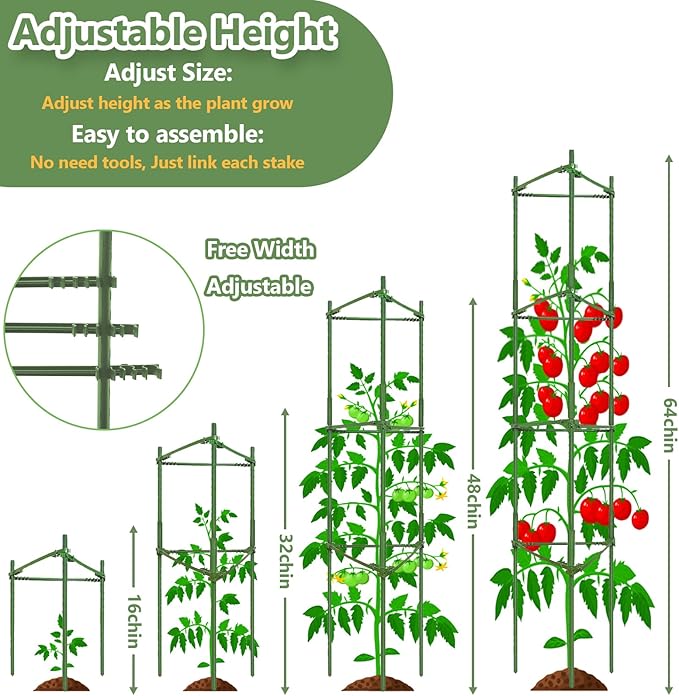 Fabulas 3 Pack Tomato Cages - Tomato Trellis Plant Support Stake Cage for Garden and Pots, Adjustable Tomato Plant Cage Tall Up to 48 Inch for Raised Garden Bed Outdoor Climbing Plants Vegetables