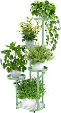 TOSKING 5 Tier Metal Plant Stand Indoor，Anti-Tip Round Base for Pots, Child & Pet Friendly,Plant Shelf, Corner Shelf Flower Pot Stand for Outdoor Plant Stand for Living Room Balcony Garden Patio Bedroom (Green, 42in)