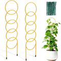 17.5 Inch Plant Trellis Indoor for Climbing Plants, Metal Small Trellis for Potted Plants, Plant Stakes for Indoor Plants, Plant Support for Hoya Flower Vine, Gold 2PCS