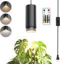 Zoomable Remote Pendant Grow Lights with Auto On/Off Timer, 30W Full Spectrum LED Plant Light 2700K-6000K Dimmable Plug in Hanging Lights for Indoor Plants 20FT Power Cord, Black