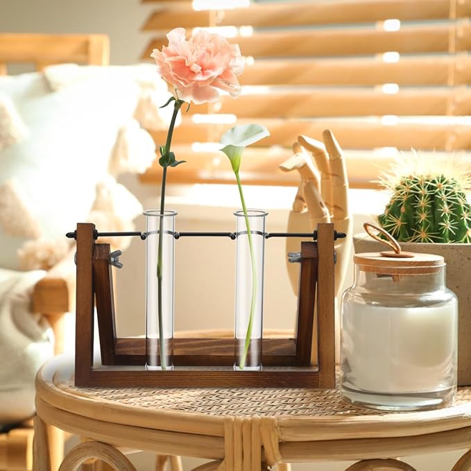 Toddmomy Glass Plant Propagation Tubes, 4Pcs Replacement Clear Test Tubes for Plant Propagation Station, Hydroponic Water Vases for Cuttings Flower Arranging, 5.89in