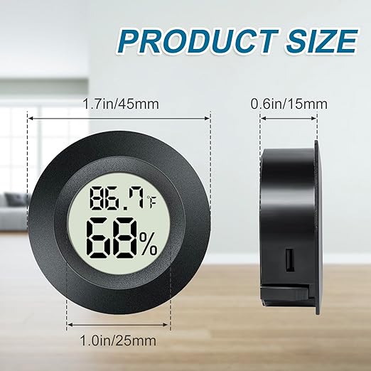 4 Pack Mini Digital Hygrometer Gauge Indoor Thermometer, LCD Monitor Temperature Outdoor Humidity Meter for Greenhouse Jars Incubators Guitar Case, Fahrenheit (℉) or Celsius(℃)