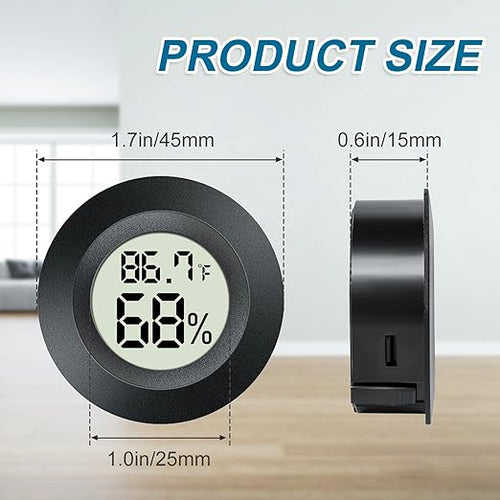 2 Pack Mini Digital Hygrometer Gauge Indoor Thermometer, LCD Monitor Temperature Outdoor Humidity Meter for Greenhouse Jars Incubators Guitar Case, Fahrenheit (℉) or Celsius(℃)