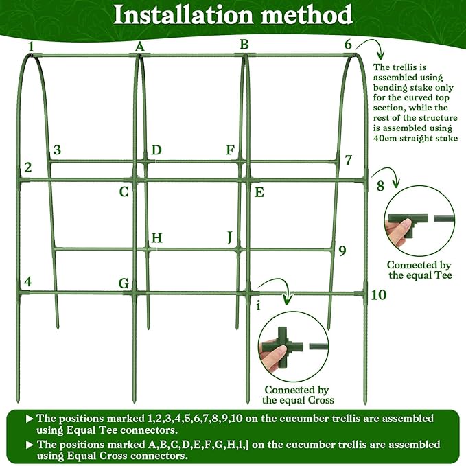 Cucumber Trellis for Raised Bed, Garden Arch Trellis for Climbing Plants Outdoor, Metal Garden Trellis for Spring Vegetables, Cucumber Trellis for Tomato, Bean, Pea, Grape, Plant