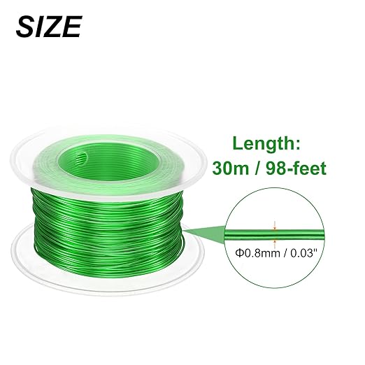HARFINGTON Bonsai Wire Anodized Aluminum Training Wire Roll 0.8mm Gauge 98ft Length Bendable Bonsai Tree Wire for Garden, Horticulture, Landscape, Planting, Green