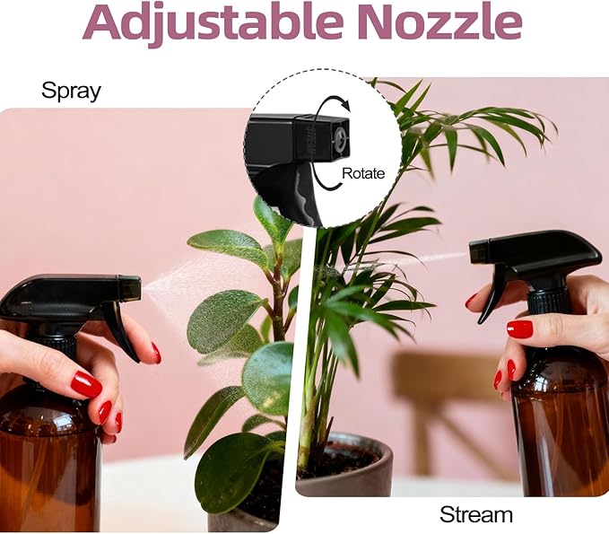 YOCASII 2PCS 500ml Refillable Glass Spray Bottles – Heavy-Duty water spray bottle for Hair, Plants & Cleaning – Reusable Household atomizer Set for Home & Travel