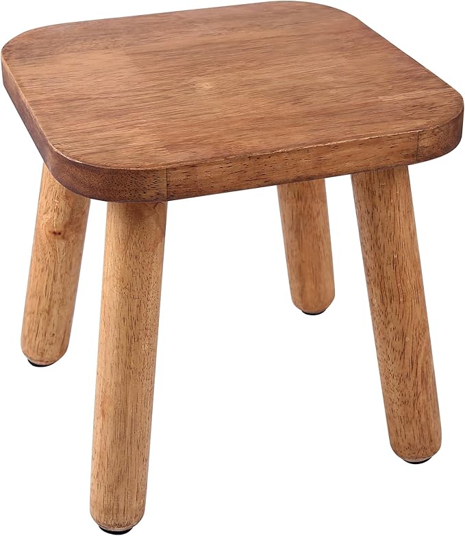 Wooden Step Stool, Indoor Plant Stand, Wood Legs Detachable for Plant Stand, Stable 9.3” Tall Flower Holder for Heavy Pots, Gardening Display for Decor Living Room Patio -Walnut