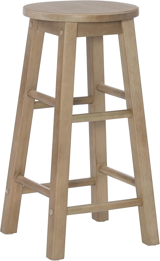 Linon Zeke Grey Wash 24" Counter Stool with Round Seat