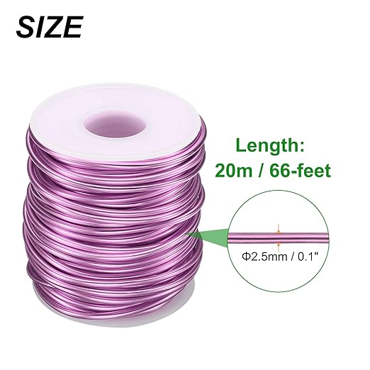 HARFINGTON Bonsai Wire Anodized Aluminum Training Wire Roll 2.5mm/10 Gauge 66ft Length Bendable Bonsai Tree Wire for Garden, Horticulture, Landscape, Planting, Light Pink