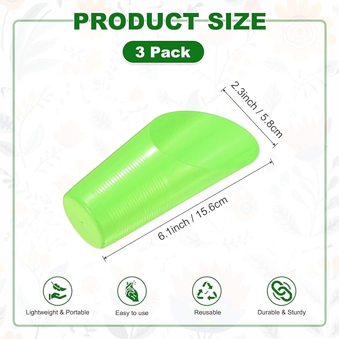M METERXITY 3-Pack Bonsai Soil Scoops, Plastic Garden Soil Scoops Bucket Shovel Potting Scoopers for Transplanting/Flower Planting/Plant Succulent, Colorful Small Gardening Tools [Green]