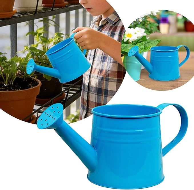 1.6L Watering Can for Indoor Outdoor Plants, Modern Small Watering Cans, Metal Flower Watering Can, Long Spout Watering Can-Colorful Plant Waterer for Indoor Bonsai Plants Garden Flowers (Blue)