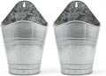 Hosley Set of 2 Galvanized Wall Planters, 10 Inch Hanging Metal Buckets for Indoor Outdoor Garden, Farmhouse Wall Decor, Rustic Patio & Balcony Planter Pots