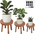 Pinkunn 3 Pcs Wood Plant Stand Indoor Plant Stand for 3-12 Inch Pots Mid-century Modern Plants Stool Plants Pot Holder Home Decor for Balcony Living Room Office Courtyard Detachable(Round Style)