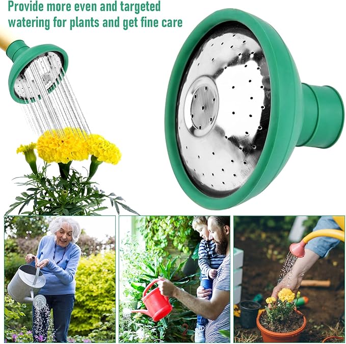 WXJ13 3PCS Universal Watering Can Head, Watering Can Rose Head Kettle Replacement Nozzles Garden Shower Heads for Most Garden Watering Cans (Green)