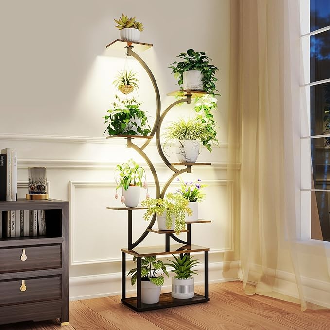 LED Grow Light for Plant Stand, Single-Driver Quad LED Light Strip for 9-Tier S-Shaped Modern Plant Shelf.