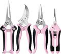 EWPJDK 4 Pack Garden Pruning Shears, Stainless Steel Garden Shears, Gardening Shears, Garden Scissors, Clippers, Pruning Snips, Pruning Shears for Gardening Tools (Pink)