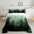 Feelyou Fog Forest Comforter Botanical Pine Trees Comforter Set for Boys Girls Children Watercolor Style Green Comforter Set Room Decor Twin Size Duvet Set 2Pcs