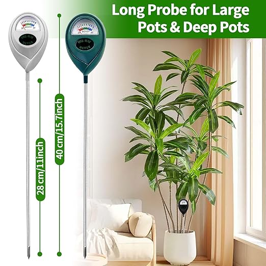 Pack of 2 Soil Moisture Meter, Long Probe for Deep Use, Deep Penetration Moisture Meter, Plants, Soil Moisture Sensor, Plants Moisture Meter, Watering Indicator