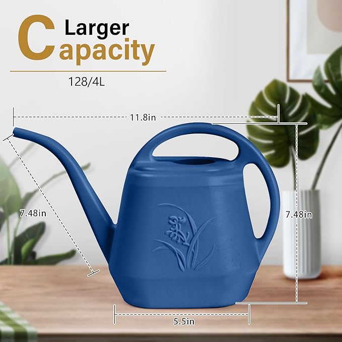 Grip Watering Can - for Home Plant Garden - 1 Gallon - Navy Blue