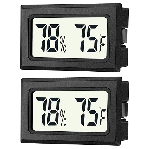 JEDEW 2 Pack Mini Digital Hygrometer Thermometer Gauge, Indoor Outdoor Temperature Humidity Meter for Humidifiers Greenhouse Reptile Plant Humidors, Large LCD Screen, Display in Fahrenheit (℉) (2)