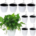 8 Packs 5" and 7.3" Plastic Self Watering Pots Wall Hanging Planters Wall Mounted Wicking Flower Pots for Indoor and Outdoor African Violet, Ocean Spider Plant, Orchid, White