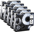 GREENCYCLE 5 Pack Replacement 6mm 1/4" Black on White Label Tape Compatible for Dymo D1 43613 use in LabelManager 160 260P 210D 280 420P 450D 360D LabelWriter 400 450 Duo Label Maker