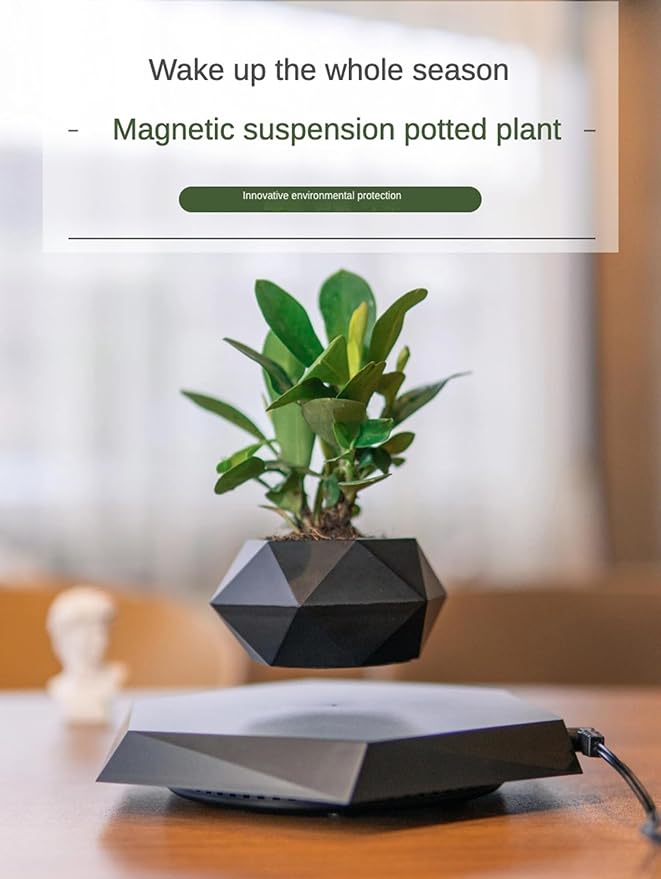 Levitating Plant Pot Air Bonsai & Air Plants Magnetic Floating Planter for Succulents Home Office Desk Decor