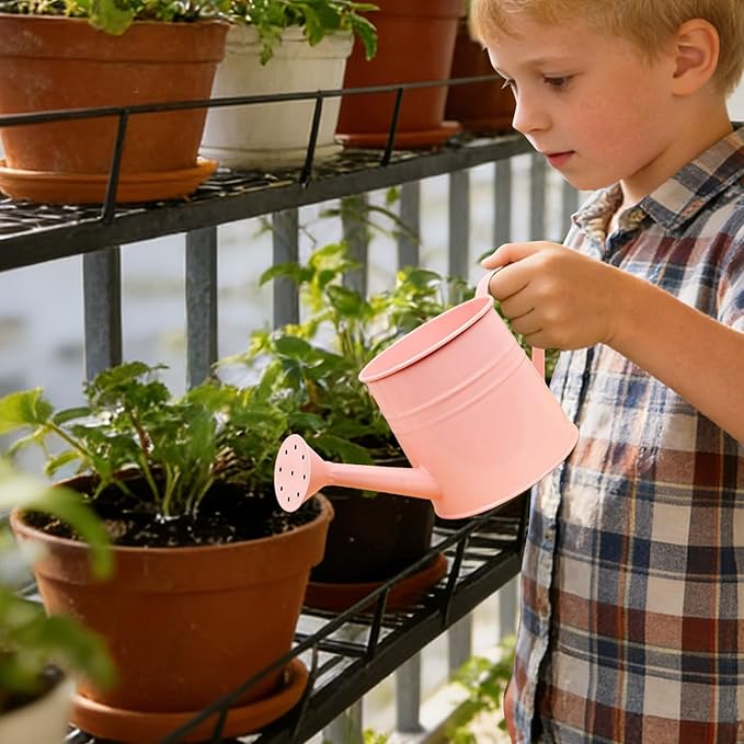 1.6L Watering Can for Indoor Outdoor Plants, Modern Small Watering Cans, Metal Flower Watering Can, Long Spout Watering Can-Colorful Plant Waterer for Indoor Bonsai Plants Garden Flowers (Pink)
