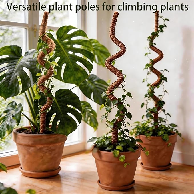 Moss Pole Monstera Plant Support - 2 Pack 28" Bendable Coco Coir Pole for Indoor Climbing Plants with Plant Sticks Support