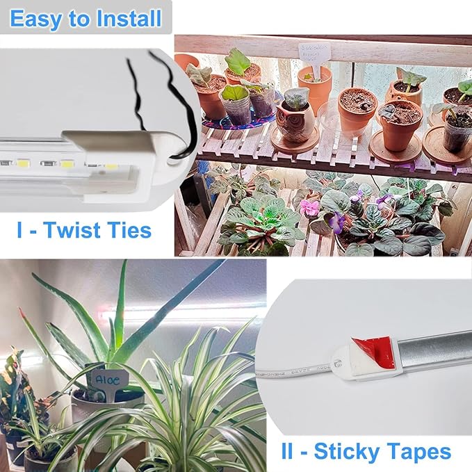 LED Grow Light Strip for Indoor Plants, Full Spectrum Sunlike Plant Lights Growing Lamps for Hydroponics Succulent Veg and Flowers (Not Includes Adapter) - 2 Packs