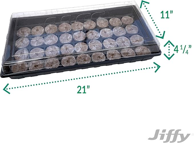 Ferry Morse Jiffy Tomato & Vegetable Seed Starter Tray Kit, 36 Cell 50mm Peat Pellets with Bonus SUPERthrive and Plant Labels - 2 Pack, 72 Pellets Total