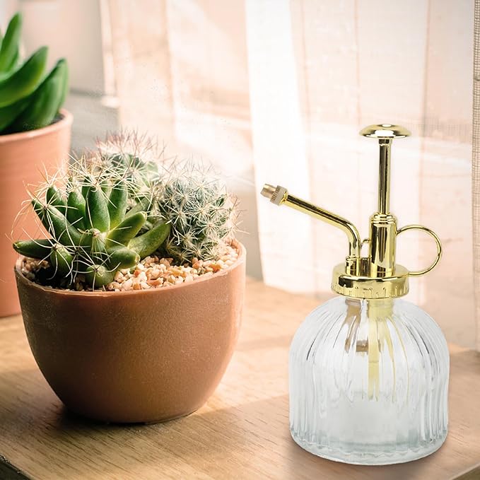 Alasum Glass Watering Kettle with Long Spout Transparent Large Capacity Mister for Indoor Outdoor Succulents Herbs Gardening Portable Mist Spray Bottle for Home and Garden