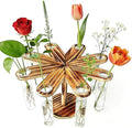 Plant Terrarium Propagation Stations, Clear Glass Flower Vases, Wooden Stand Retro, Hydroponics for Home Office Decoration, Dining Table Centerpiece - 8 Glass Tubes Vases