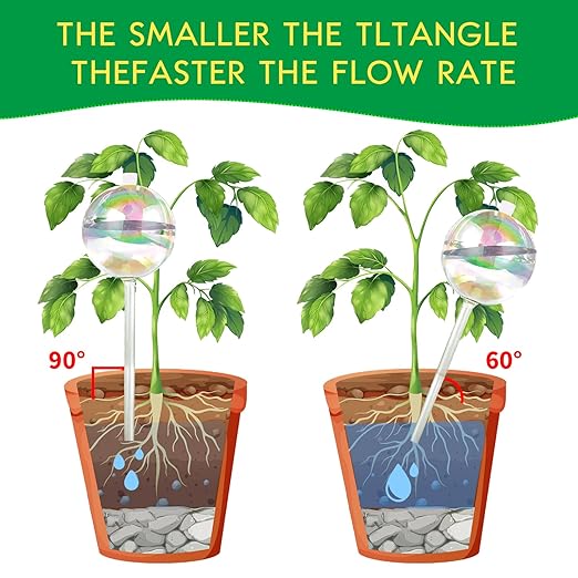 13 oz Up 2 Weeks Large Plant Watering Globes - Self Watering Bulbs for Indoor & Outdoor Plants, Glass Water Globes, Slow Watering for Plants While Away, Self Watering Planter Insert 4 Pack