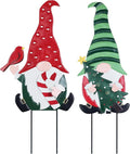 YEAHOME Outdoor Christmas Decorations, 2 Pack Gnomes Decorative Garden Stakes for Christmas Decor, Metal Yard Signs Xmas Decorations for Outside Garden Yard Lawn Porch Holiday Party
