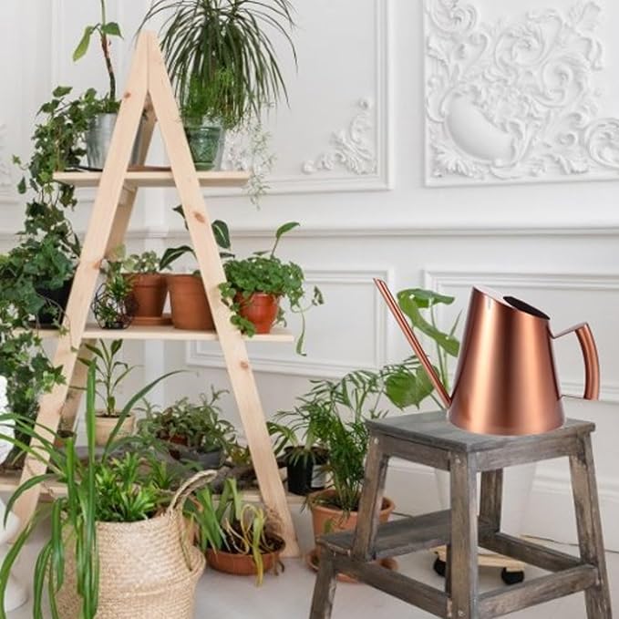 Copper Colored Watering Can, Long Spout Watering Can Vintage Watering Can Decorative Watering Can Pot Capacity 45 Oz/1.3L/0.3 Gallon for Indoor Plant Flower Watering