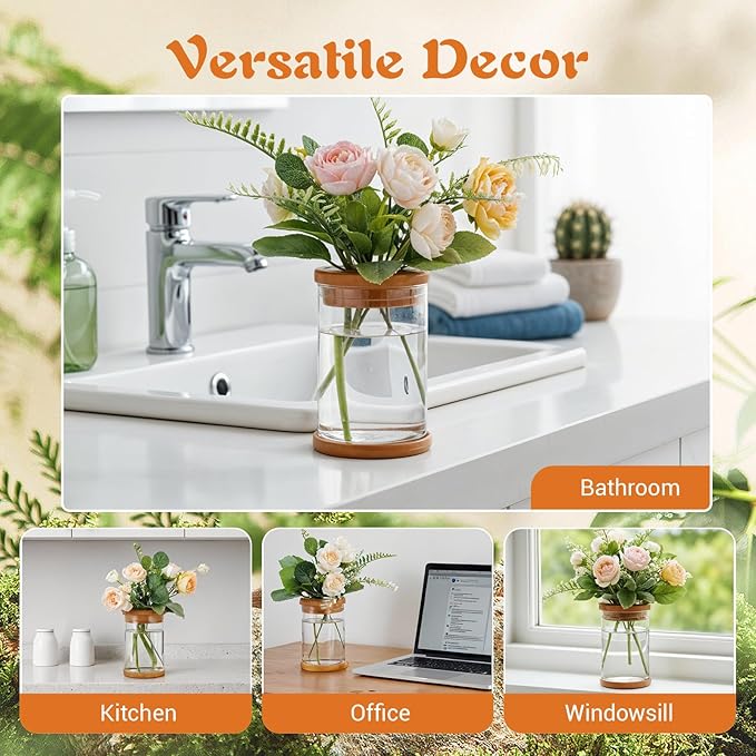 18 Packs Plant Propagation Station, Clear Plastic Test Tube Vases with Hole Lids for Water Propagation, Hydroponic Growing for Home Office Desktop Decoration