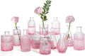 TBWIND Pink Glass Bud Vases Set of 12, Vintage Mini Vases for Centerpieces, Glass Bud Vase in Bulk for Wedding Decor, Single Flowers, Office and Home Table Flower Décor