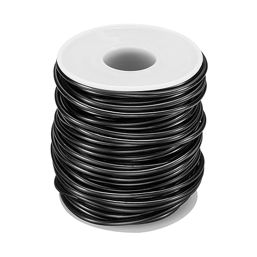 HARFINGTON Bonsai Wire Anodized Aluminum Training Wire Roll 2.5mm/10 Gauge 66ft Length Bendable Bonsai Tree Wire for Garden, Horticulture, Landscape, Planting, Black