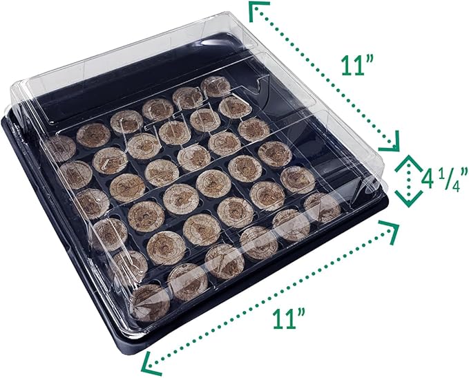 Jiffy Seed Starting Tray Kit - 36 Cell Plant Starter Trays, Portable - 11 x 11 x 4.25 in - Plastic - 4 Pack