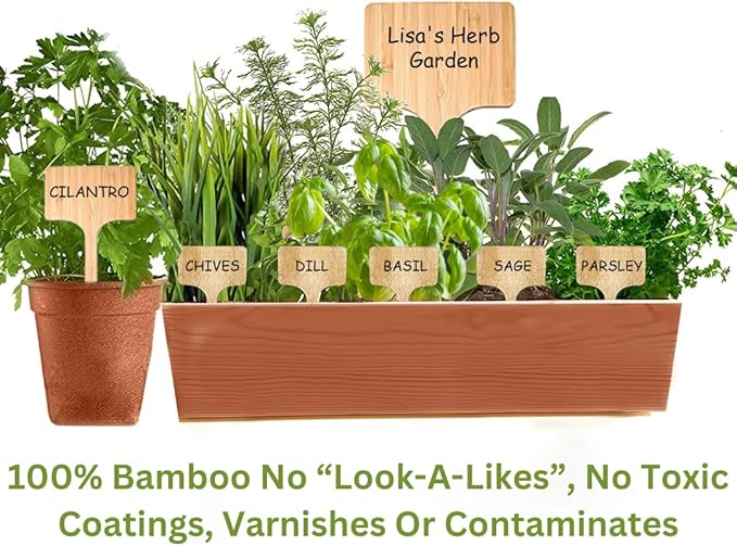 12" Extra-Tall Oversized Bamboo Garden Markers 10 Pack – Large Plant Labels Garden Tag Signs Easy to See Easy to Read Extra Large Writing Area