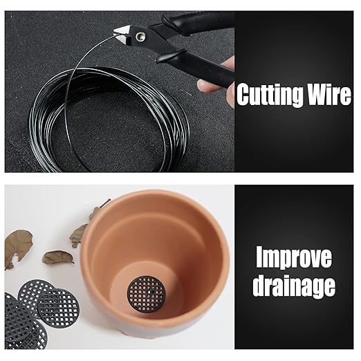 Bonsai Tool Kit - Aluminum Wire (1mm, 1.5mm, 2mm) - Black - 10M Rolls - Kit Includes Wire Cutter, Mesh Pads - Part Number: 15GD919