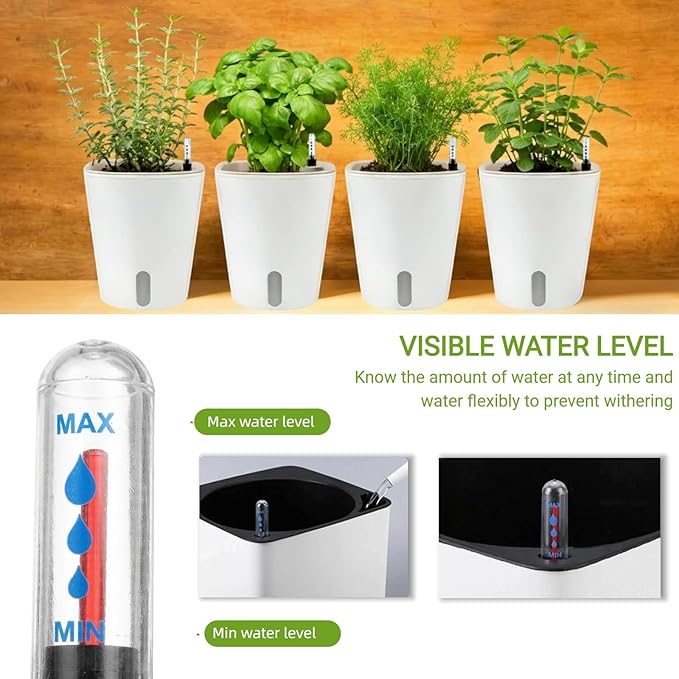 Milisten 4 Pack Plant Water Level Gauge: Moisture Indicator for Flower Pots Soil Scarcity Reminder - Clear Scale Buoy Display for Indoor Houseplants & Garden Greenery