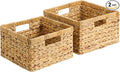StorageWorks Wicker Storage Basket, Water Hyacinth Basket for Organizing, Decorative Water Hyacinth Storage Baskets, Set of 2, Large and Small