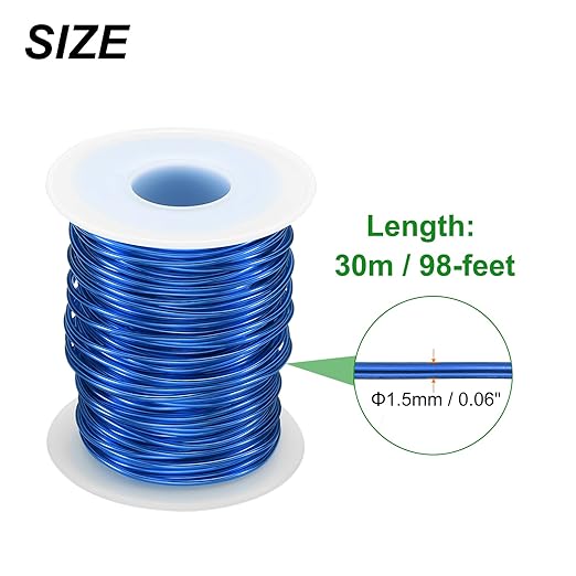HARFINGTON Bonsai Wire Anodized Aluminum Training Wire Roll 1.5mm/15 Gauge 98ft Length Bendable Bonsai Tree Wire for Garden, Horticulture, Landscape, Planting, Blue
