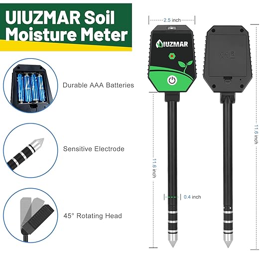 UIUZMAR Soil pH Meter Soil Moisture Meter 8 in 1 Fertility Salt Moisture pH EC Light Humidity Temp Accurate Soil pH Test Kit for Garden and Hydroponics