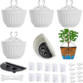 5 Pack Resin Wall Hanging Planter Pot Vertical Garden Living Wall Mount Window Hang Indoor Outdoor Plant Flower Basket for Kitchen Herbs Balcony Railing Shelf Fence Bedroom Trellis Decor Modern White