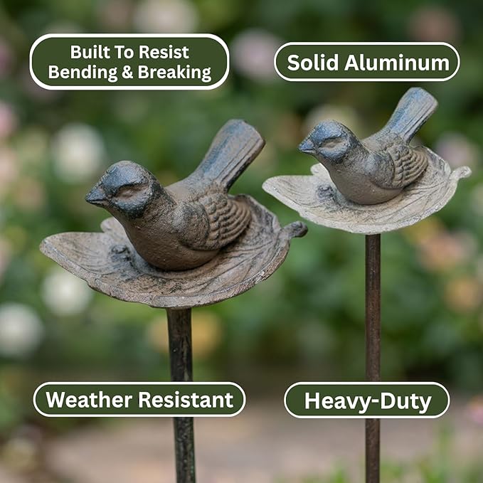 Carvers Olde Iron Decorative Garden Hose Guide Stake – 19" Solid Aluminum Heavy Duty Hose Protector for Landscaping, Flower Beds & Yard Edging - Bird